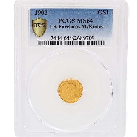 Rarität! USA/GOLD - 1 Dollar 1903, Louisiana Purchase Exposition,