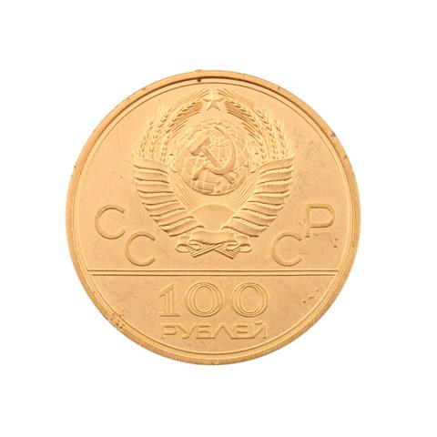 Russland/GOLD - 100 Rubel 1978, Olympische Spiele 1980- Ruderstation,