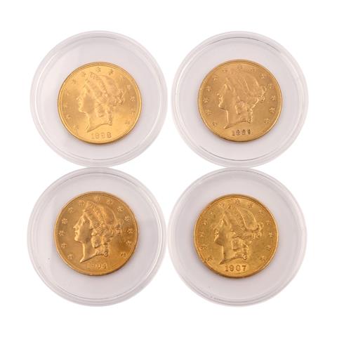 USA/GOLD - 4 x 20 Dollars Liberty Head.