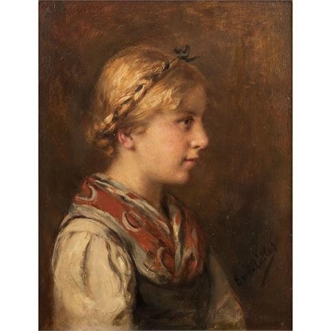 MÜLLER, EMMA VON (1859 Innsbruck-1925 München) 'Mädchen in Tracht'.