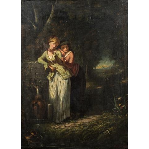 Maler(in) des 19. Jh. 'Zwei Mädchen am Brunnen'.