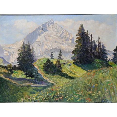 THEIS, HEINZ (1894-1966, deutscher Maler tätig in Garmisch-Partenkirchen), "Alpspitze bei Garmisch",