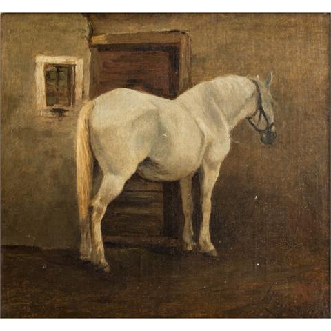 TIERMALER 19. Jh., "Pferd im Stall"