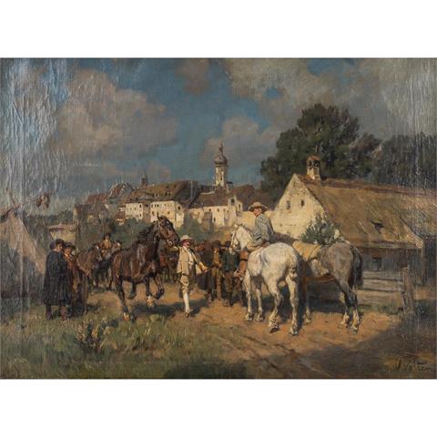 VELTEN, WILHELM (1847-1929), "Pferdemarkt vor der Stadt",