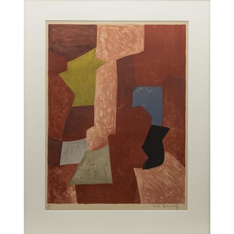POLIAKOFF, SERGE (1900-1969), "Abstrakte Komposition in Rottönen, Grün, Blau, Schwarz und Grau",