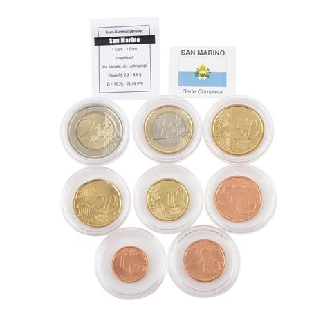 San Marino - Euro-Kursmünzensatz 1 Cent bis 2 Euro,