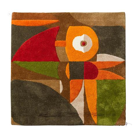 Design Teppich aus Wolle. 1970er, 120x120 cm.