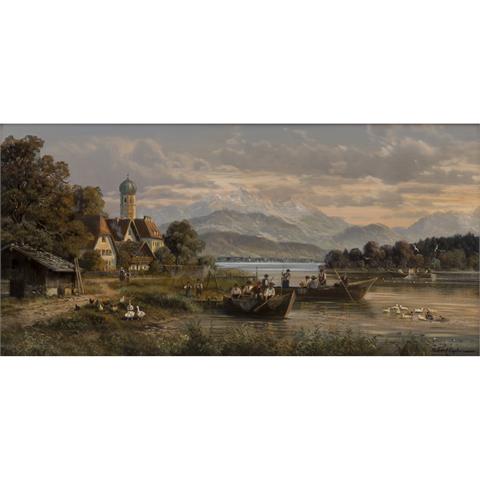 KAPLAN, HUBERT (geb. 1940), "Fischerboote am Ufer des Chiemsees",