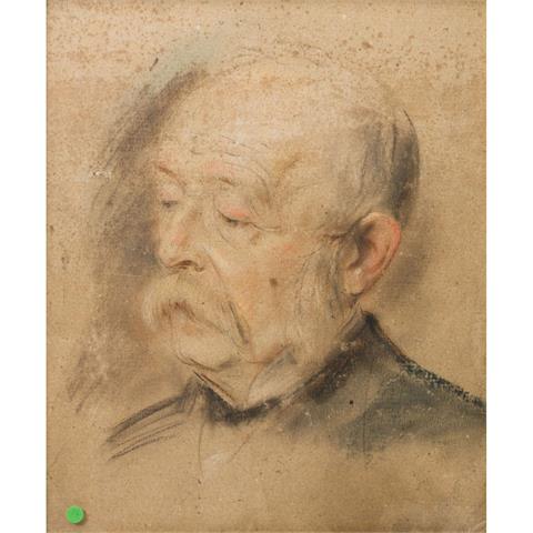 LENBACH, FRANZ SERAPH VON (Attrib.; 1836-1904): Porträt (Skizze) Otto Fürst von Bismarck, mit gesenktem Blick nach links unten,