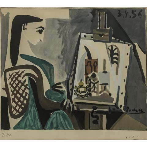 PICASSO, Pablo, NACH (1881-1973), "Frau im Atelier - Jacqueline",