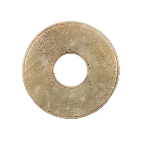 Bi-Scheibe aus Jade. CHINA, wohl Han-Dynastie (206 v.Chr. bis 220 nach Chr.).