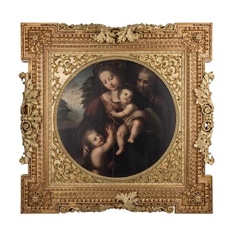 FLORENTINER MEISTER, Italien 16./17. Jh., Umkreis/Nachfolge RAFFAEL, "Heilige Familie mit Johannesknaben",
