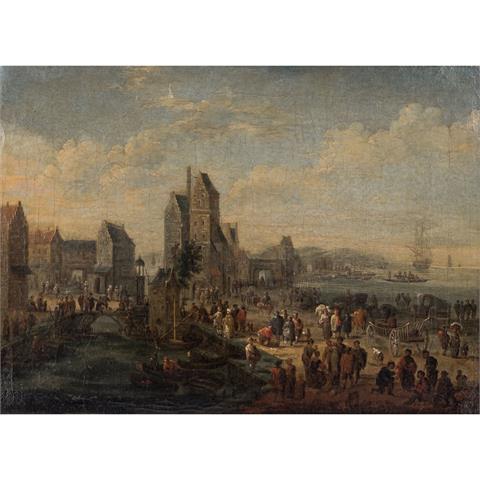 PIETER CASTEELS DER JÜNGERE (1673-1700) Werkstattnachfolge des, "Belebte Hafenszene"