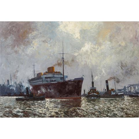 WILD, OTTO (1898-1971) „Dampfschiff im Hafen“