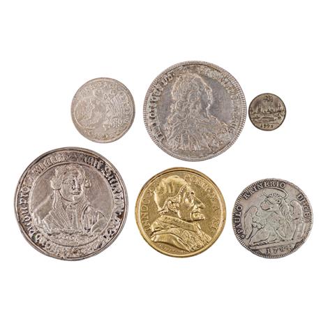 Hochinteressante 6-teilige Zusammenstellung Münzen und Medaillen, 17./18.Jh. -