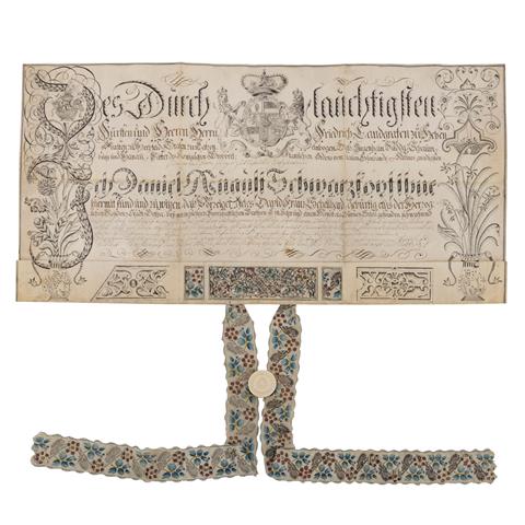 Urkunde von 1768 des Hofgärtners des Fürsten und Landgrafen