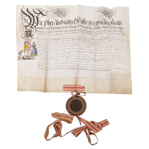 Urkunde des Handwerks der Fleischhauer von 1757