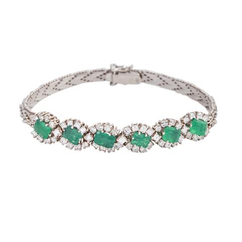Armband mit 6 Smaragden und Diamanten