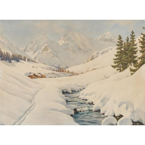 KESSLER, CARL (Coburg 1876-1968 München), "Bach in den verschneiten Alpen",