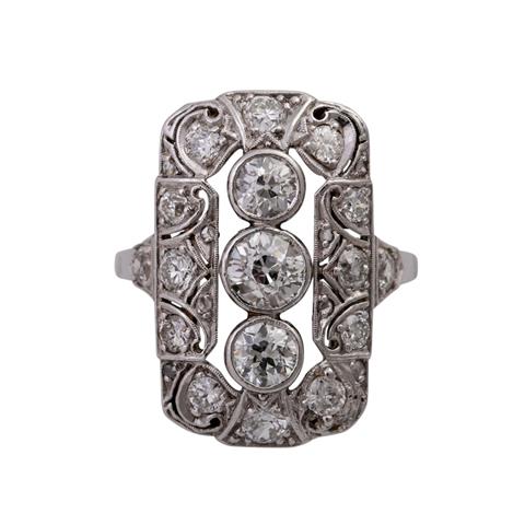 Art Déco Ring mit Altschliffdiamanten zus. ca. 1,3 ct