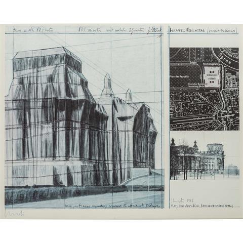 CHRISTO (geb. 1935), "Wrapped Reichstag (Project for Berlin)", 1992,