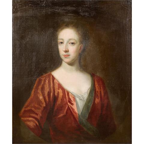 KNELLER, Godfrey UMKREIS/NACH (G.K. 1646-1723), "Portrait einer Dame in rotem Kleid",