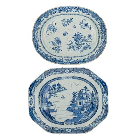 Zwei blau-weisse Platten. CHINA, Guangxu-Periode (1874-1908).