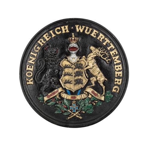 Rundes massives Wappenschild "KOENIGREICH WUERTTEMBERG",
