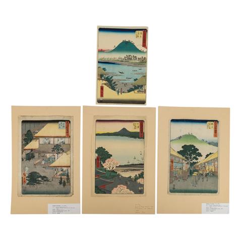 Vier Farbholzschnitte. JAPAN von UTAGAWA HIROSHIGE (1797-1858).