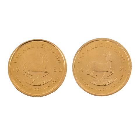 2 x Südafrika/GOLD - 1/10 Krügerrand 1980/1981,