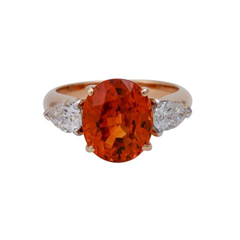 Ring mit orangefarbenem Saphir ca. 6,5 ct