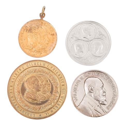 4 historische Medaillen, Deutschland 19.Jh. -
