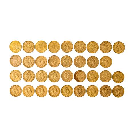 Dt. Kaiserreich/GOLD - 35 x 20 Goldmark, bestehend aus