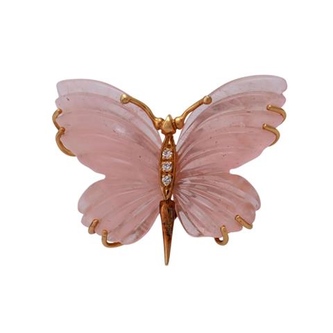 Brosche "Schmetterling" aus Rosenquarz,