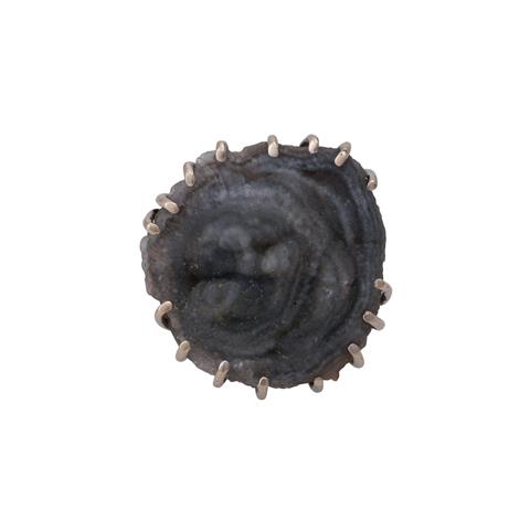 Ring mit Chalcedon, kristallisiertes Mineral, D: ca. 2,2 cm,