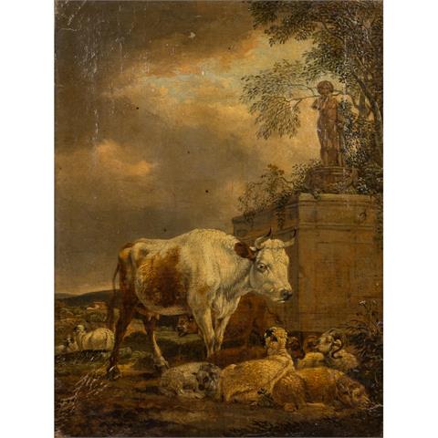 WOUWERMAN, Philip, NACH (P.W. 1619-1668), "Rinder und Schafe vor Parkarchitektur",