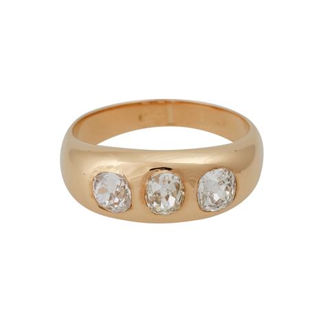 Ring mit 3 Altschliffdiamanten, zus. ca. 1,65 ct,