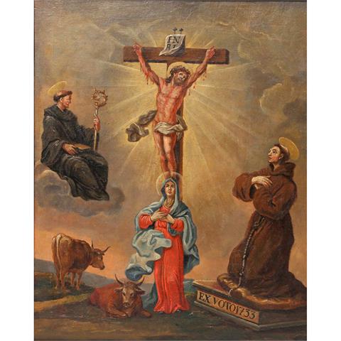 Süddeutscher Maler des 18. Jh., VOTIVBILD "Beweinung Christi" - "EX VOTO 1733",