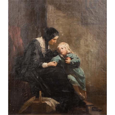 HASSELHORST, JOHANN HEINRICH (1825-1904), "Mutter mit Kind in der Stube",