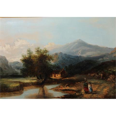 Landschaftsmaler 19. Jh. (?), "Blick in eine Voralpine Landschaft"