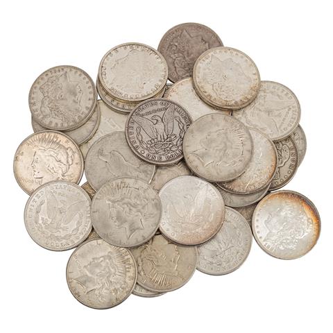 USA/SILBER - 33 x historische Silberdollars,