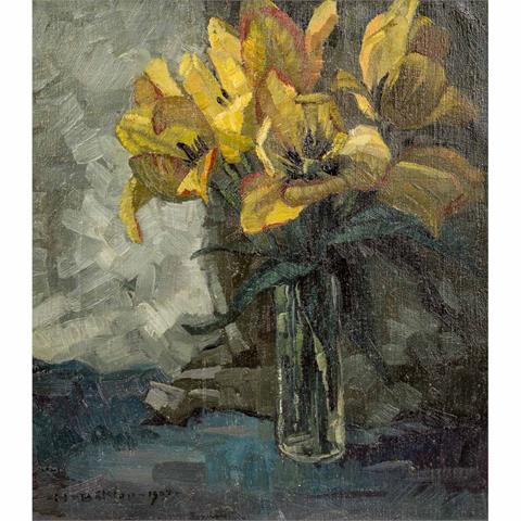 BÖKLEN, HILDE (1897-1987, stud. bei Josef Kerschensteiner), "Gelbe Tulpen",