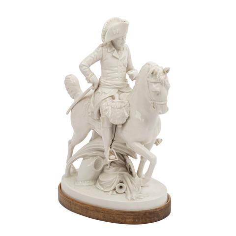 AELTESTE VOLKSTEDTER PORZELLANMANUFAKTUR, Porzellan Figurengruppe “Fridrich der Große zu Pferde“