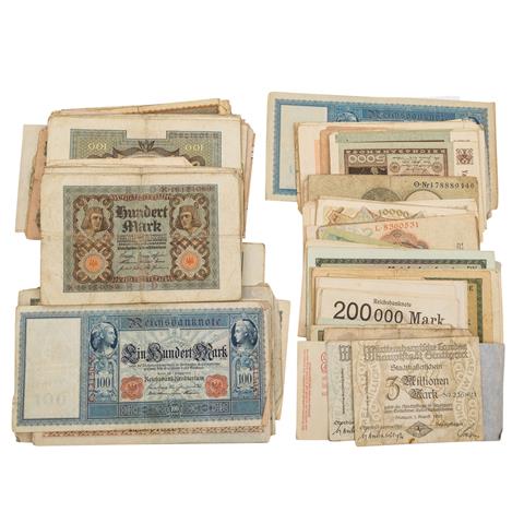 Zahlreiche Banknoten, vorwiegend Deutschland 1.H. 20.Jh. -