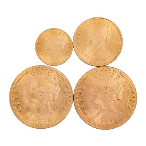 Chile/GOLD - Lot mit 2 x 100 Pesos 1973/74,