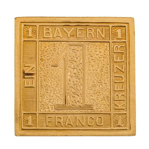 Briefmarken in Gold - "Bayern 1er", 8,1 Gramm rauh,