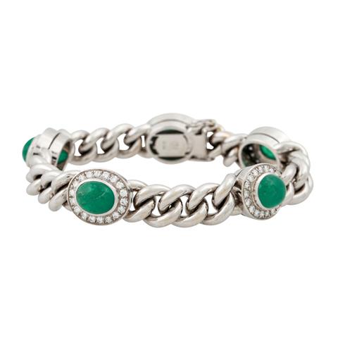 JUWELIER HEIDEN Armband mit 5 ovalen Smaragdcabochons, zus. ca. 12 ct