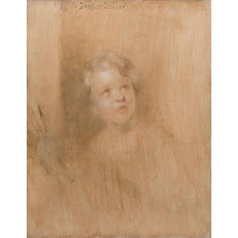 SCHUSTER-WOLDAN, RAFFAEL (1870-1951), "Portrait eines aufschauenden Kindes",