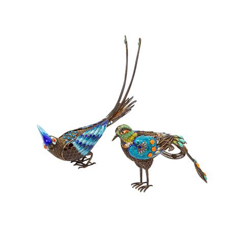 CHINA Paar Cloisonné-Vogelfiguren, 2. Hälfte 20. Jh.
