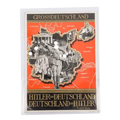 Deutsches Reich Propaganda - GROSSDEUTSCHLAND Karte mit Zitat von R.Hess,